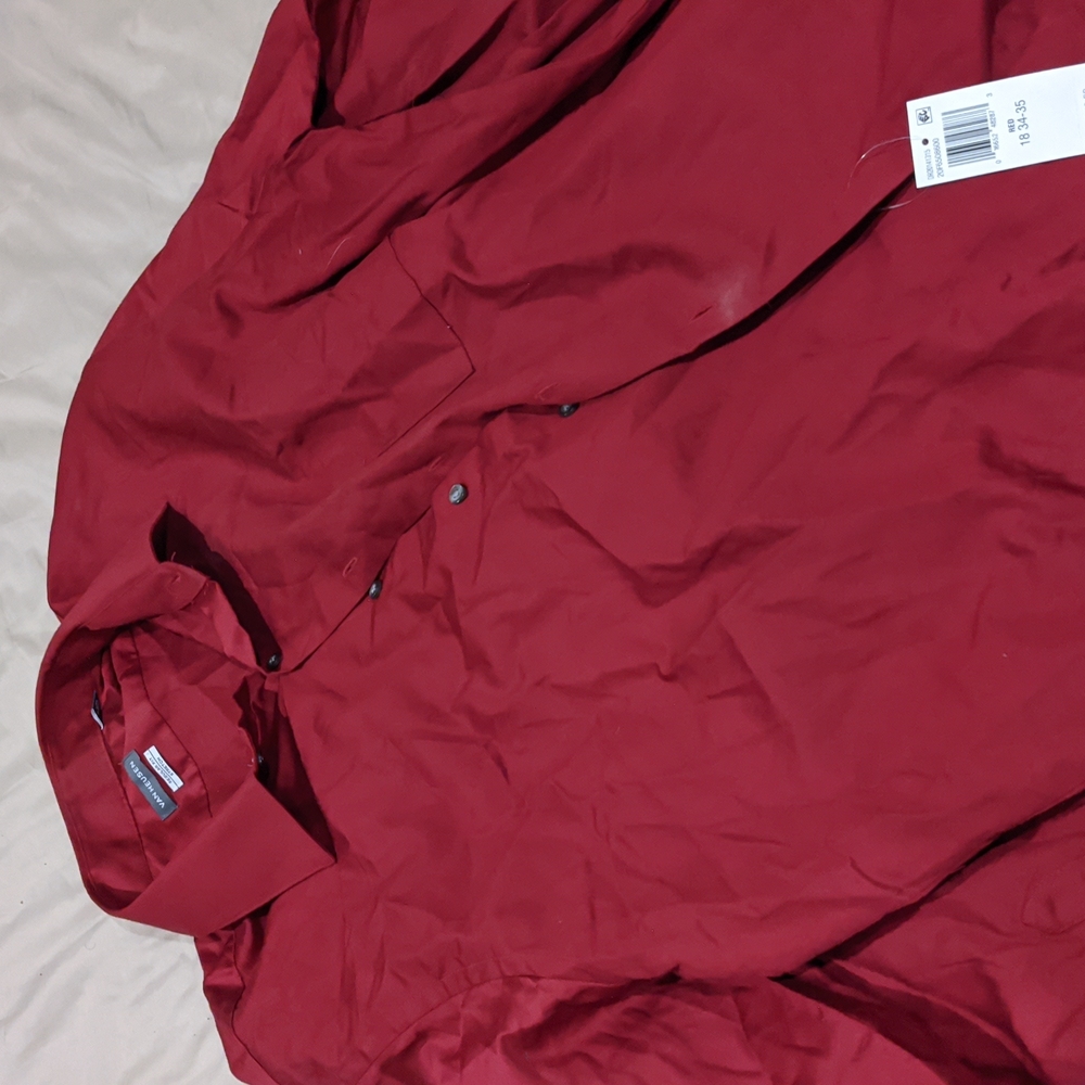 Size 18 neck 34/35 sleeve 2xl burgundy, long sleeve Van Heusen dress shirt new